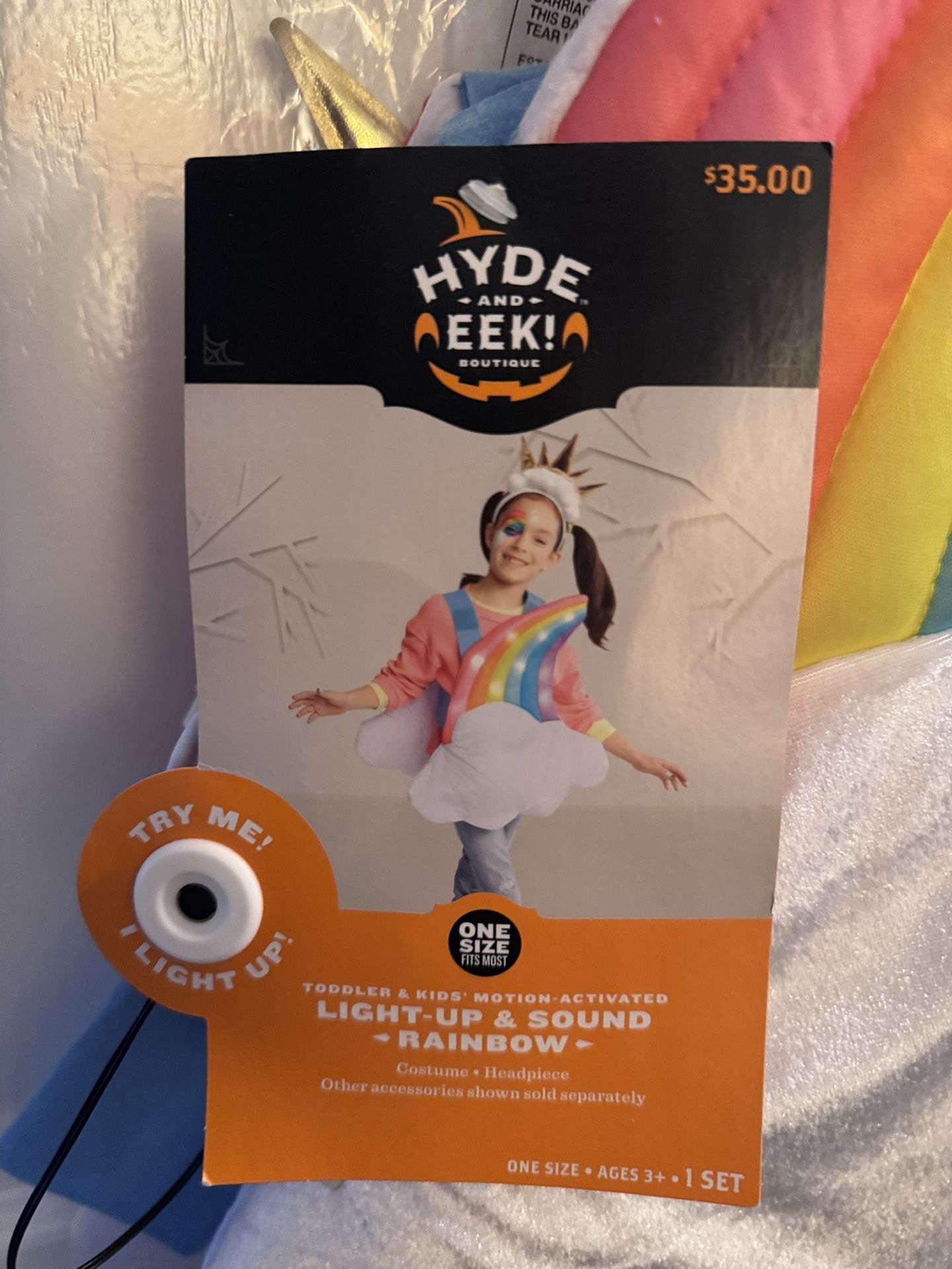 NEW Rainbow Costume, 3+ One Size Fits All, With Lights And Music