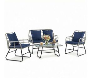 4 Piece Outdoor Patio Wicker Furniture Set