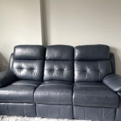 Blue Leather Couch 