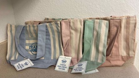 Trader Joe's Striped Mini Canvas Tote Bags