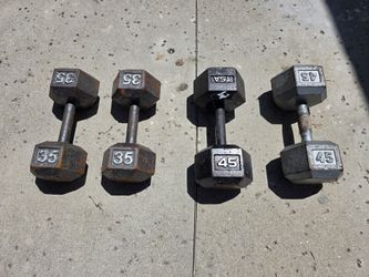 35 and 45 lb dumbbells, 2x each