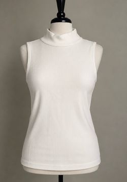 White Turtle Neck Tank Top
