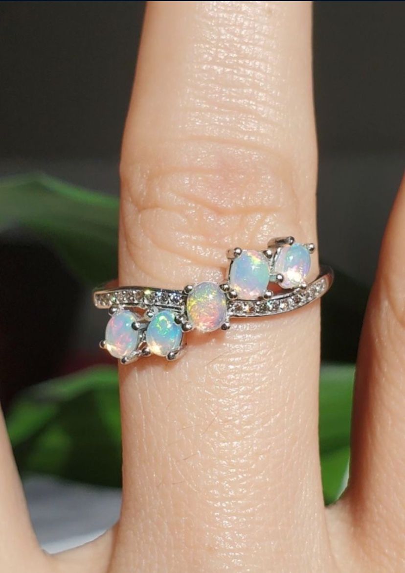 Natural Opal Ring 925 Sz 7.5