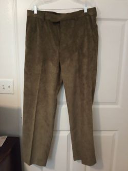 Olive Green Suede Dress Pants