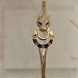 Leopard Head Bite Ring Bracelet