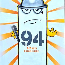 24" × 40"  'MASTER SHAKE WELL BEFORE USE' ACRYLIC ON CANVAS SIGNED W/ COA PAINTING ART