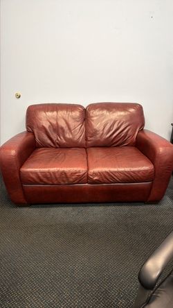 Reddish Brown Leather Loveseat Two Seater