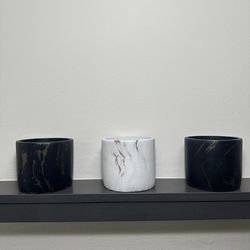 Black White Marble Ceramic Pots 