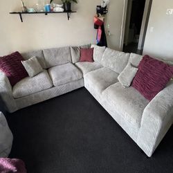 Gray Sectional Couch + Ottoman