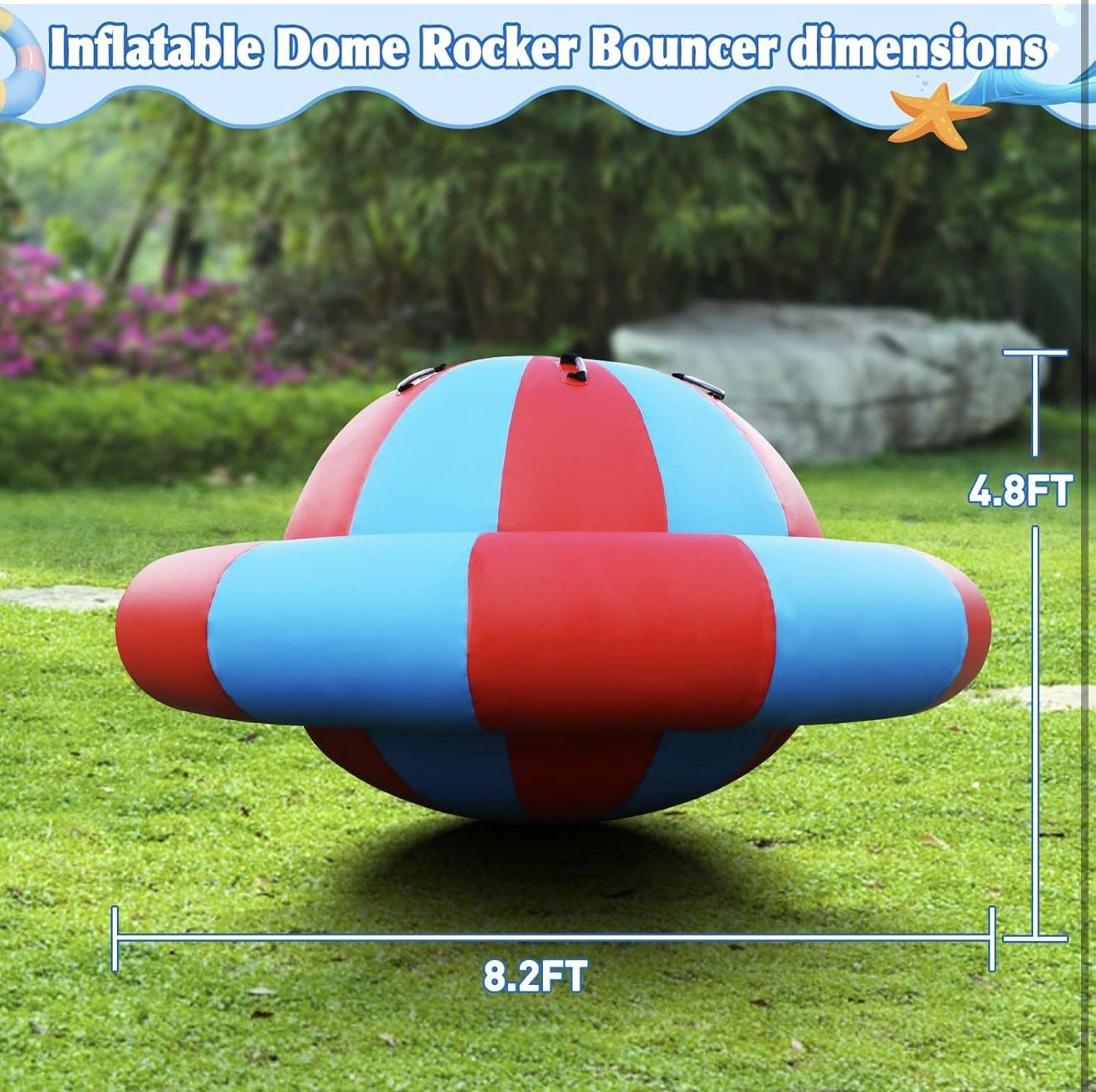 Giant 8.2FT Inflatable Dome Rocker – Balance, Roll & Play (660 LB Capacity)