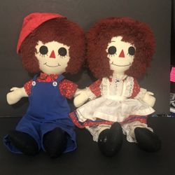 Vintage Hand Made Raggedy Ann & Andy Dolls