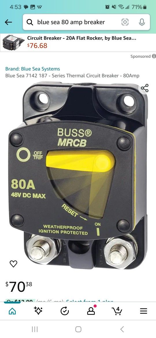 Blue Sea 7142 187 - Series Thermal Circuit Breaker - 80Amp