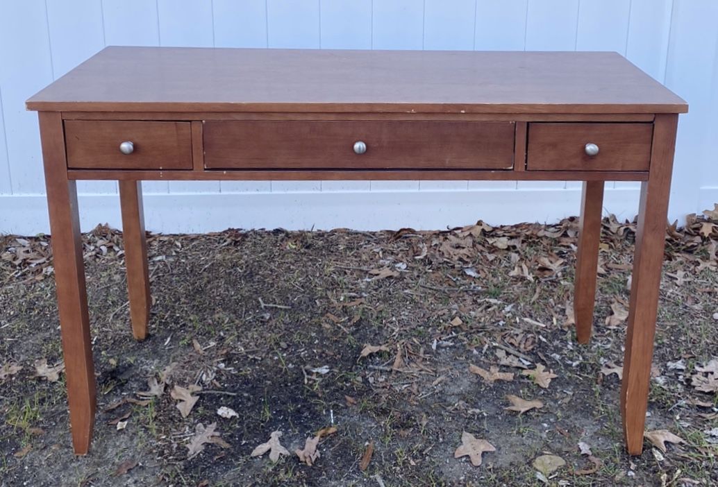 Wood 3 Drawer Desk Foyer Entryway Console Table