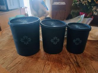 Tupperware Servalier Blueberry Cobalt Blue Canister 6 Piece Set
