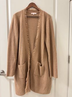 Womens The Cashmere Project Cardigan 100% Cashmere Sz XL Fringe Trim Sweater Lux