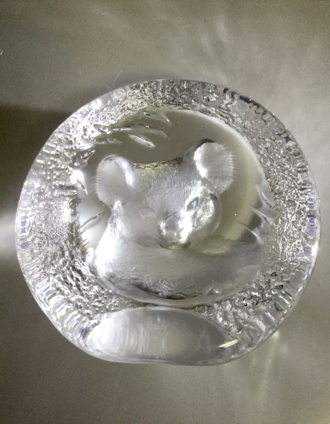 Vintage Art Glass Koala Bear Paperweight, Signed M. Jonasson, Sweden