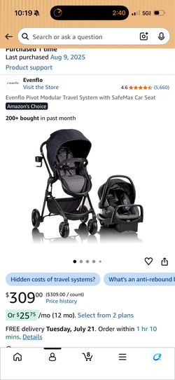 Evenflo Pivot Modular Travel System with SafeMax Car Seat