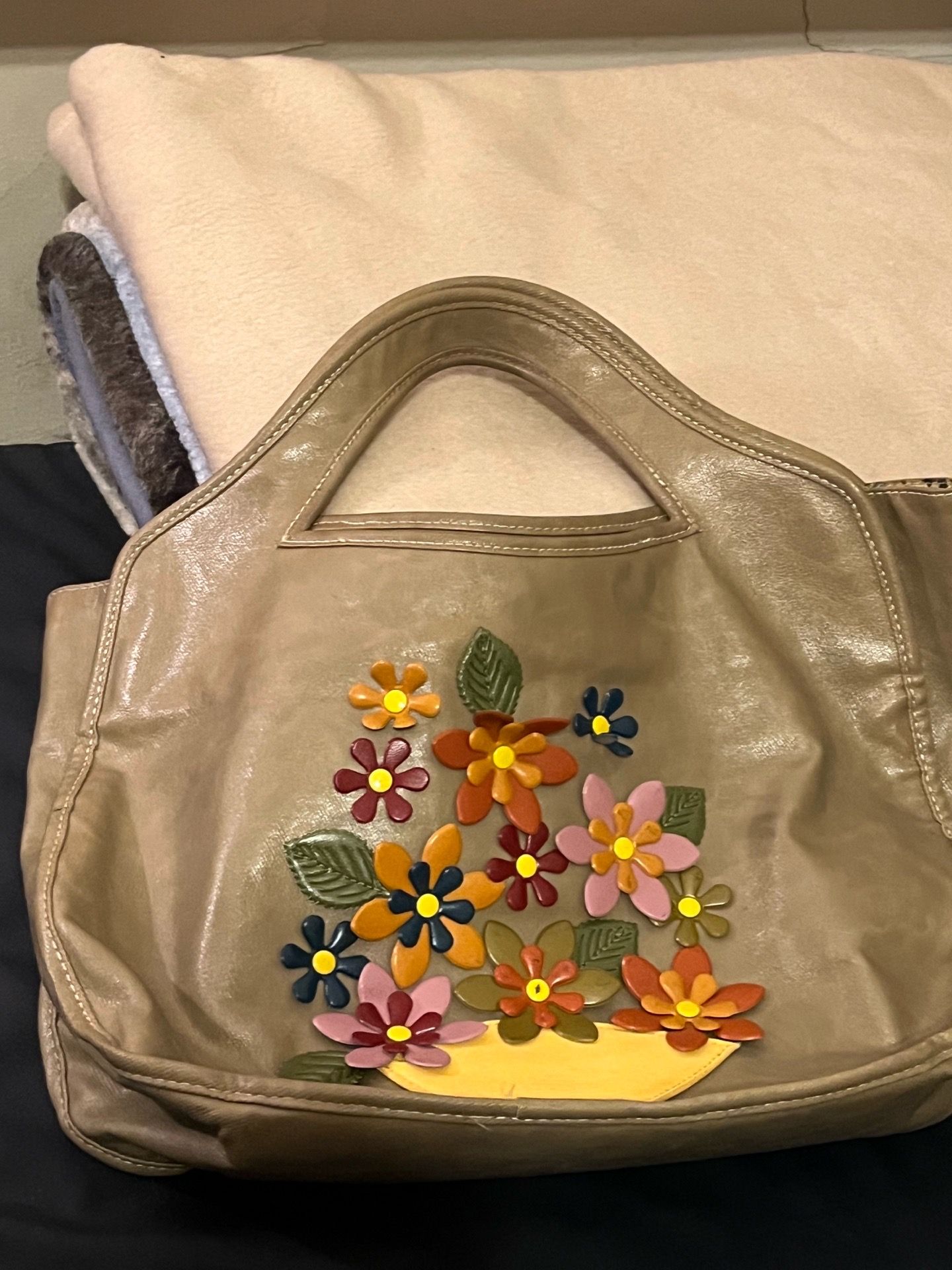 Esprit embroidered floral boat bag