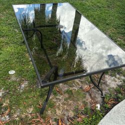 Patio Table With Smoked Glass & Umbrella Holder