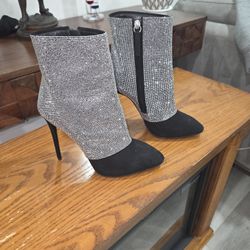 Giuseppe Zanotti Design Women's Sparkle Leather Ankle Boots Shoes Sz 7.5"