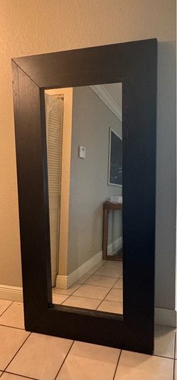 Large Floor Dark Wooden Mirror