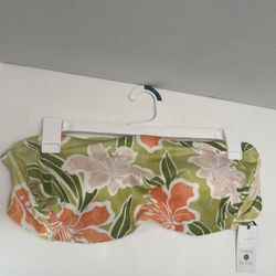 Women Ribbed Hidden Underwire Bandeau Bikini Top Size 18 Shade &Shore