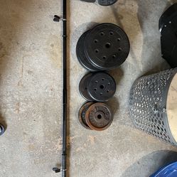 Total 75 lbs. Metal Weights  and Barbell Bar