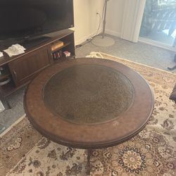 Tuscan / Spanish Style Round Coffee Table – Solid Wood & Iron – $175 OBO