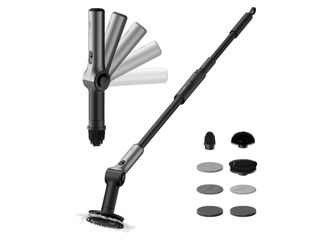 HOTO Flexi™ Cordless Electric Spin Scrubber, Adjustable Angle, Extendable Handle, Smart Display, IPX7 Waterproof, Powerful Cleaning Scrubber with 8 Re