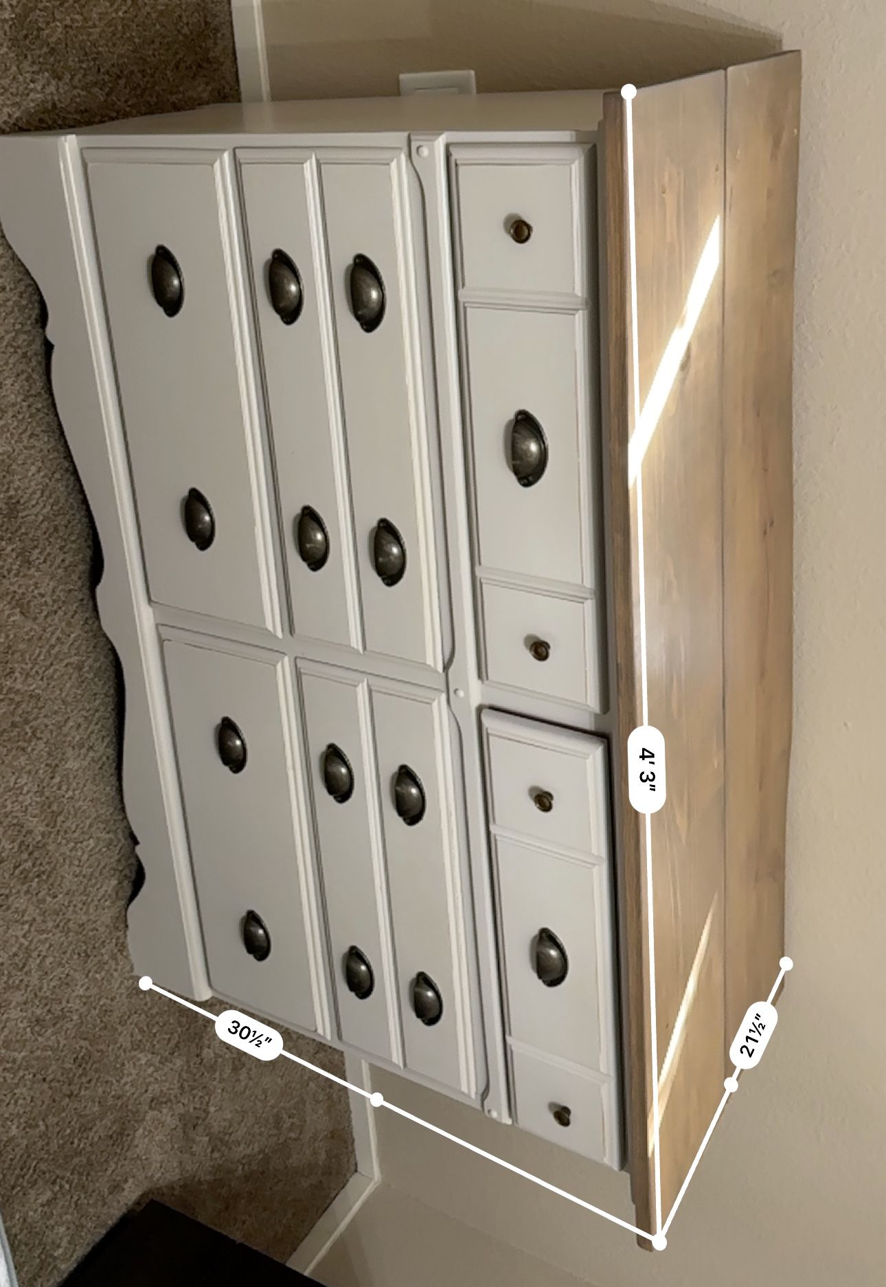 Modern Farmhouse Dresser – 6 Drawers, Two-Tone Wood & White Finish