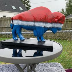 Red, White And Blue Buffalo Statue