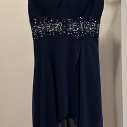 High-Low Navy Blue Dress