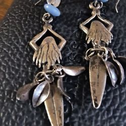 Sterling Silver Hula Girl Earrings 