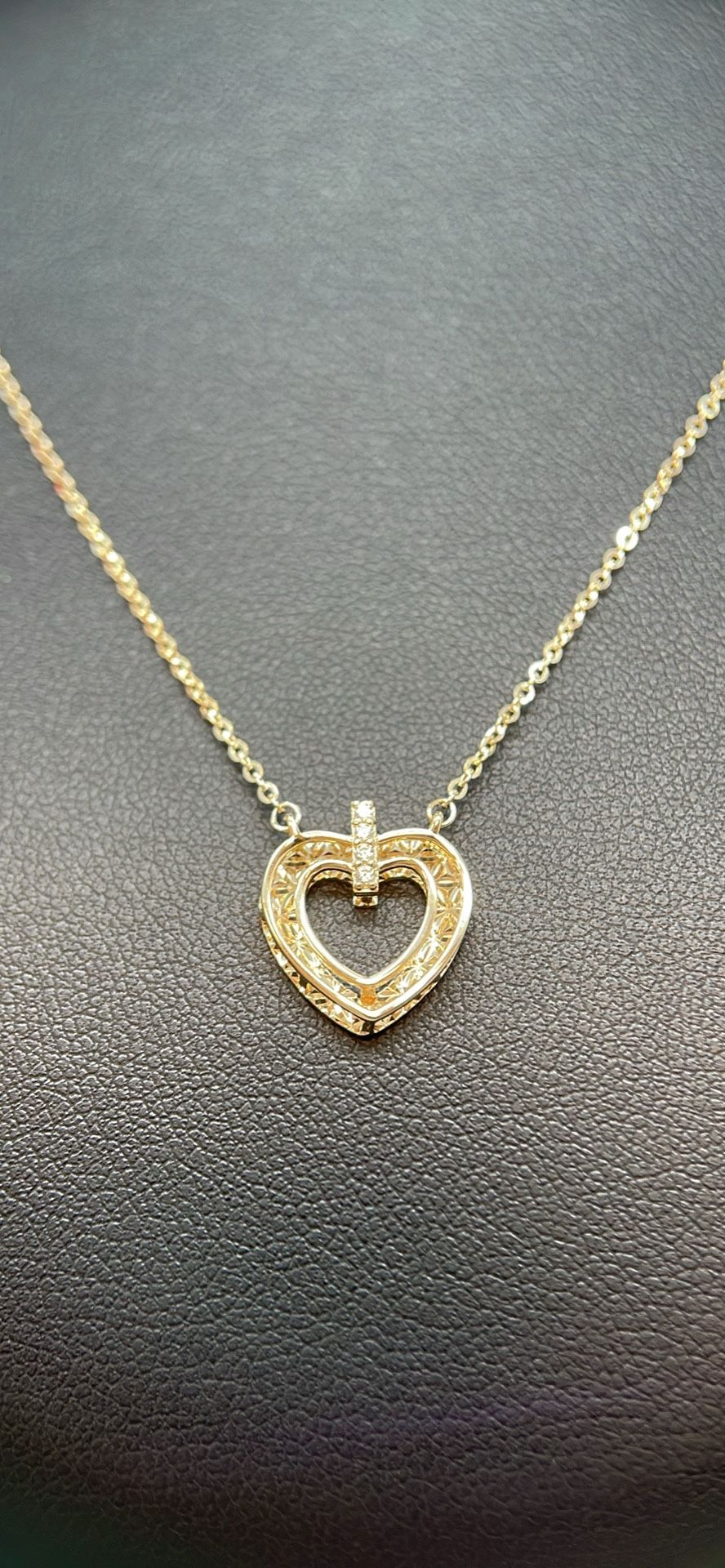 14 K Gold Chain With Heart Shaped Pendant. New.
