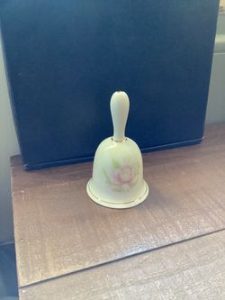 Vintage Porcelain Floral Hand Bell- 4.5” tall