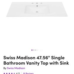 Swiss Madison 47.56 in. W x 18.31 in. D Ceramic Vanity Top in Glossy White