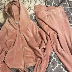 pink velour tracksuit