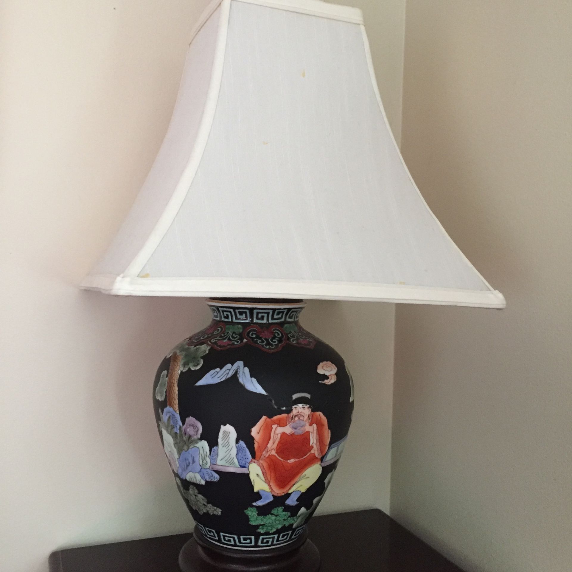 Antique Chinese  Hand Painted Table Lamp
