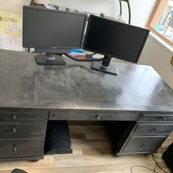 BLOWOUT SALE! -Executive Zinc-Top Desk - Spacious and Durable - $1250
