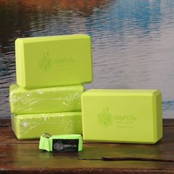 GRIP PREMIUM YOGA BLOCK STRETCH SET YOGA PILATES FITNESS (bonus strap included)