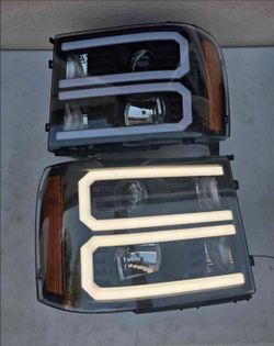 07-13 Gmc Sierra LED DRL Projector Headlights Luces Focos Micas Faros Faroles Headlamps