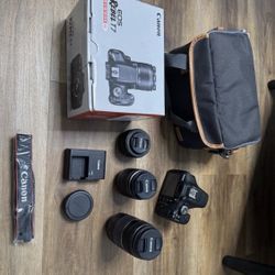 Canon EOS Rebel T7 DSLR video two lens kit with EF S 18-55mm and EF 75 300mm lenses 