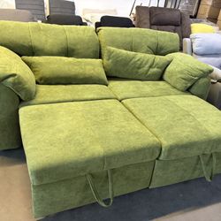 88” Large Pull Out Sofa Bed, Convertible Sleeper Sofa Couch With Pullout Bed, 2 In 1 Sofa Bed Couch ,For Living Room Office,Green
