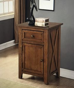 eHemco X-Side Wood Nightstand Side Table 1 Drawer 1 Door 