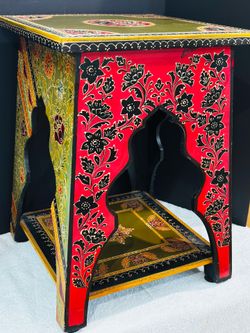 Pier 1 Imports Hand Painted Moroccan Boho Accent Side Table India