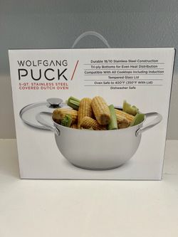WOLFGANG PUCK 5- QT. STAINLESS STEEL COVERED DUTCH OVEN