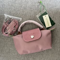 Pink longchamp tote min bag