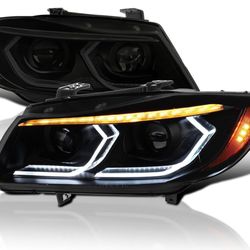 Bmw 328i 2006-2011 Spec-D Tuning Black Smoke Dual Projector Headlights