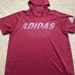 Adidas Freelift Climalite hooded mesh t-shirt in red Size large.
