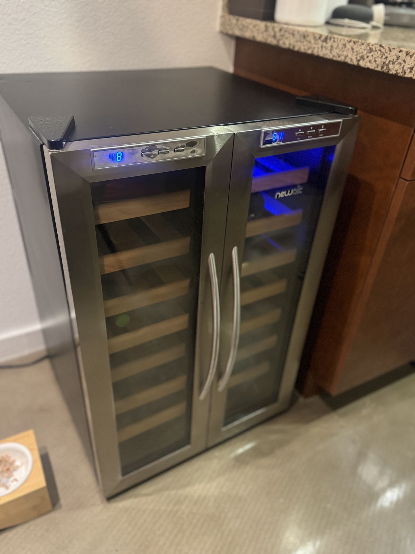 Newair Dual Zone Wine Cooler, Holds 32 Bottles